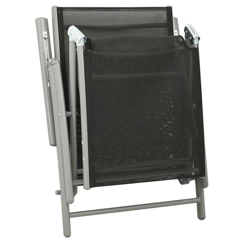 Set mobilier de grădină, 3 piese, argintiu, textilenă&aluminiu