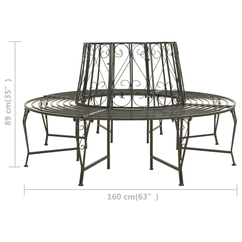 Bancă de copac pentru grădină, 160 cm, oțel