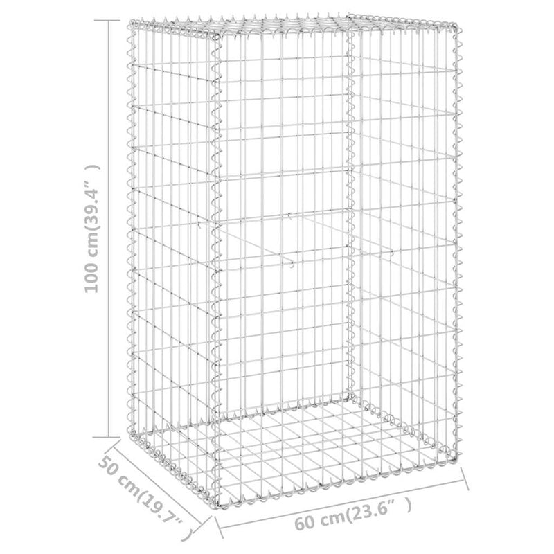 Perete gabion cu capace, 60 x 50 x 100 cm, oțel galvanizat