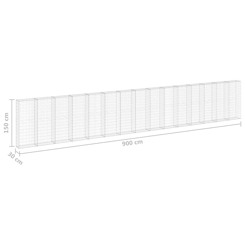 Perete gabion cu capace, 900 x 30 x 150 cm, oțel galvanizat