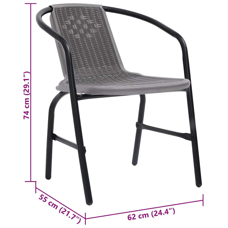 Scaune de grădină, 2 buc., ratan din plastic și oțel, 110 kg