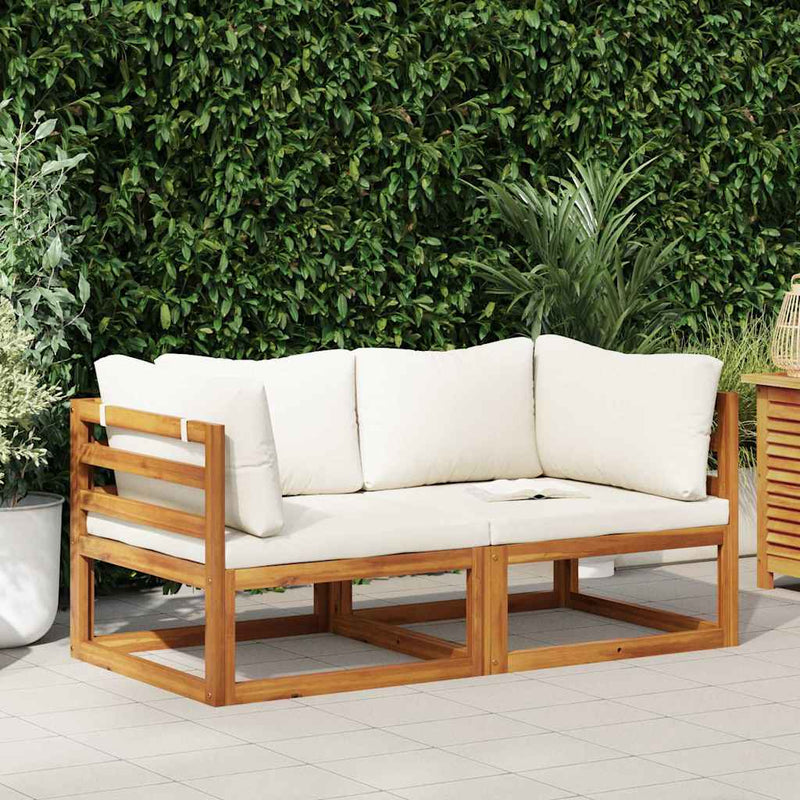 Canapele de colț modulare cu perne, 2 buc., alb crem