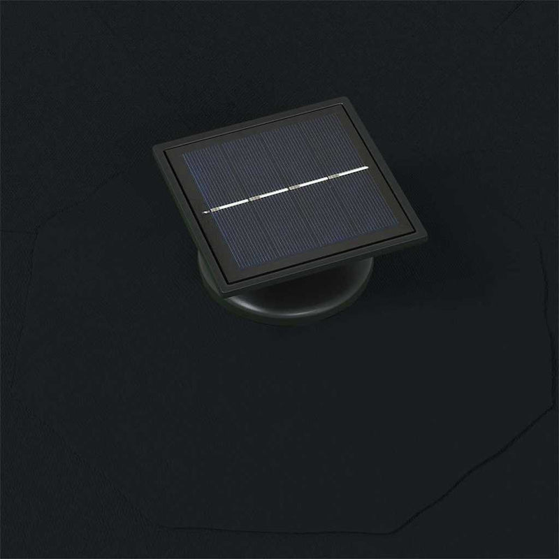 Umbrelă de soare montată pe perete cu LED-uri, negru, 300 cm