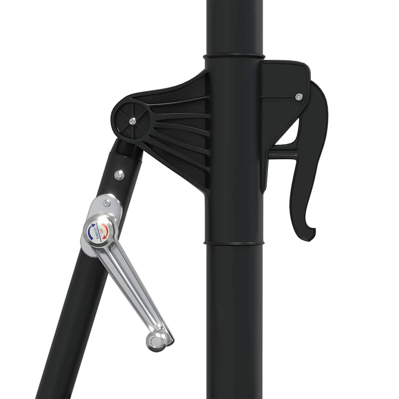 Umbrelă de soare montată pe perete cu LED-uri, negru, 300 cm
