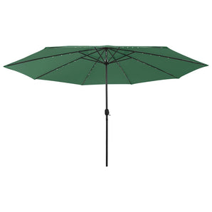 Umbrelă soare de grădină cu LED-uri, verde, 400 cm