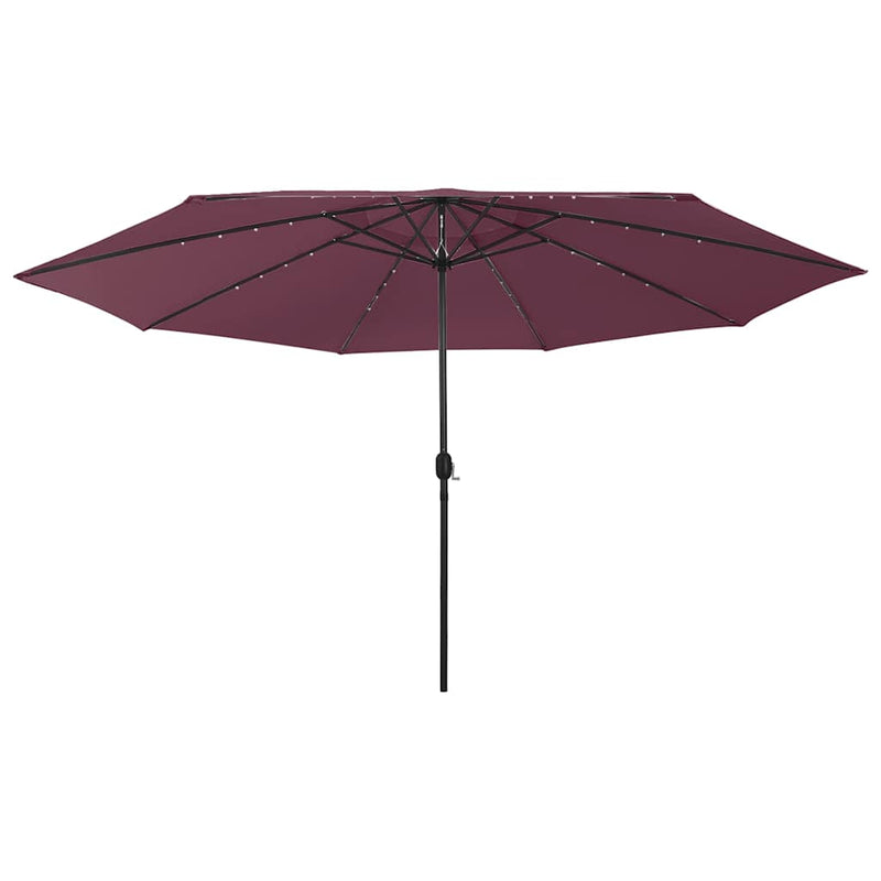 Umbrelă de soare de grădină cu LED-uri, roșu bordo, 400 cm