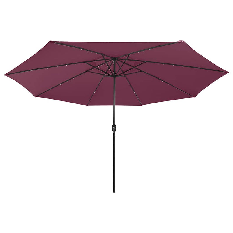 Umbrelă de soare de grădină cu LED-uri, roșu bordo, 400 cm