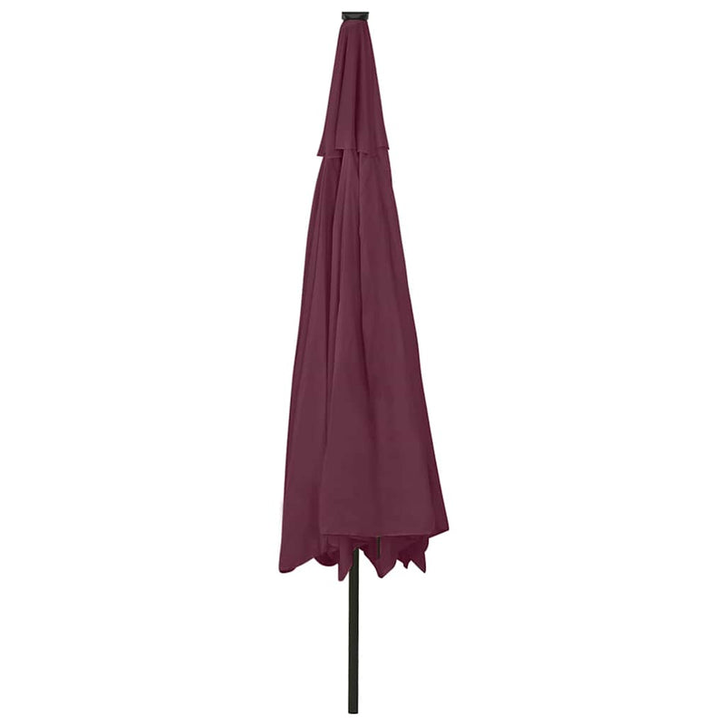 Umbrelă de soare de grădină cu LED-uri, roșu bordo, 400 cm
