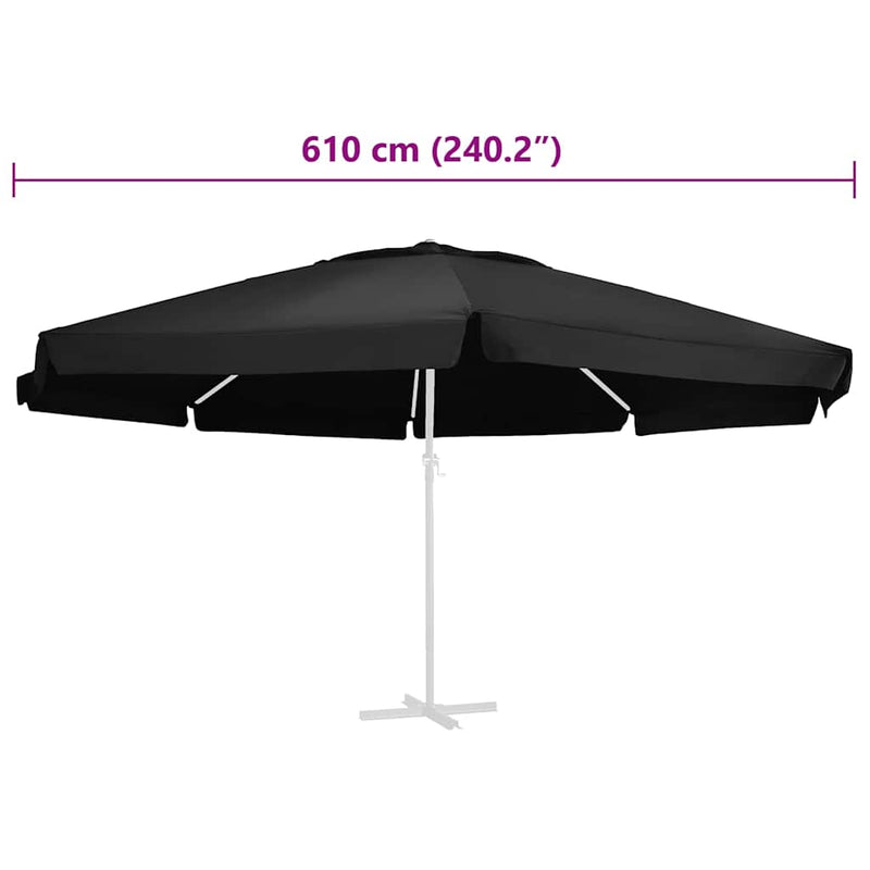 Pânză de schimb umbrelă de soare de grădină negru 610 cm