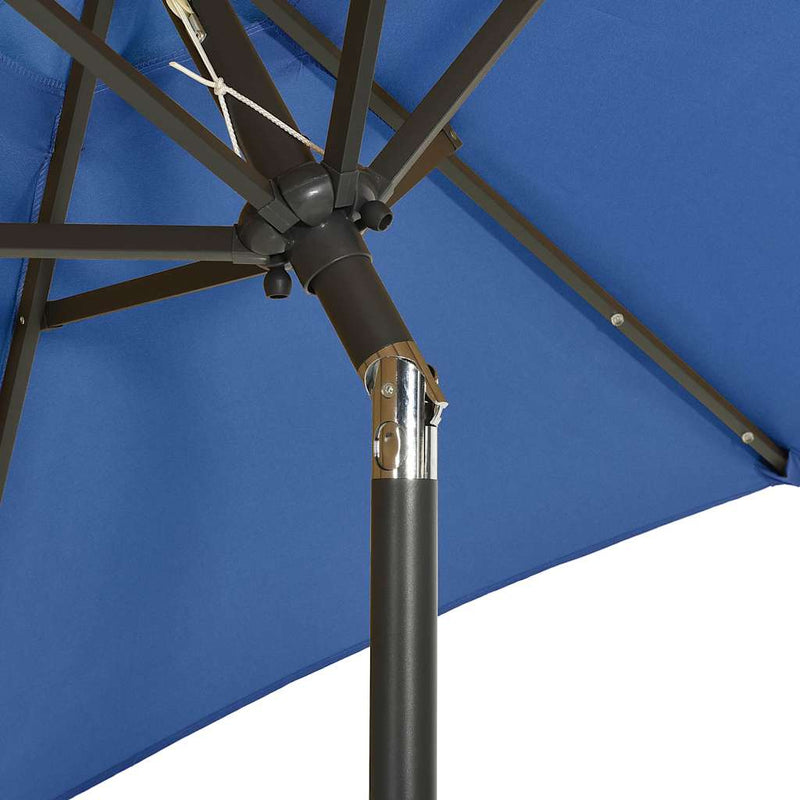 Umbrelă de soare cu LED-uri, albastru azur 200x211 cm aluminiu