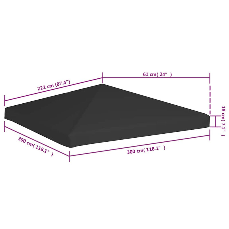 Acoperiș de pavilion, negru, 3 x 3 m, 270 g/m²