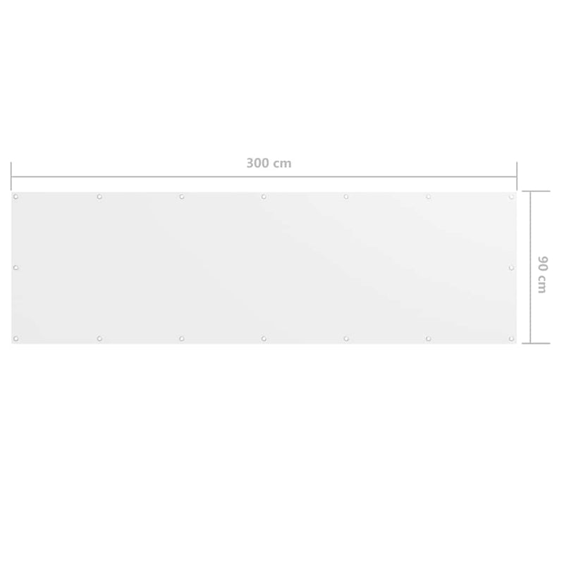 Paravan de balcon, alb, 90 x 300 cm, țesătură oxford