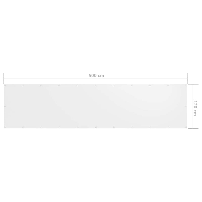 Paravan de balcon, alb, 120 x 500 cm, țesătură oxford