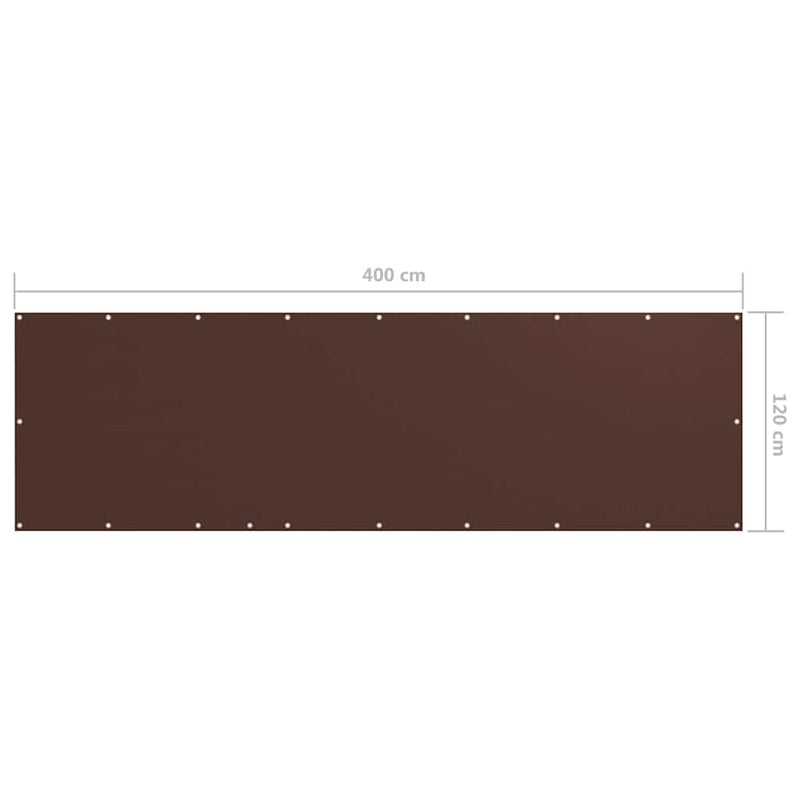 Paravan de balcon, maro, 120 x 400 cm, țesătură oxford