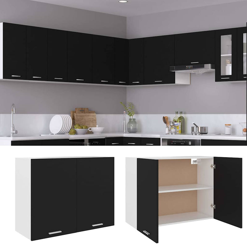 Dulap suspendat “Lyon”, negru, 80 x 31 x 60 cm, lemn prelucrat