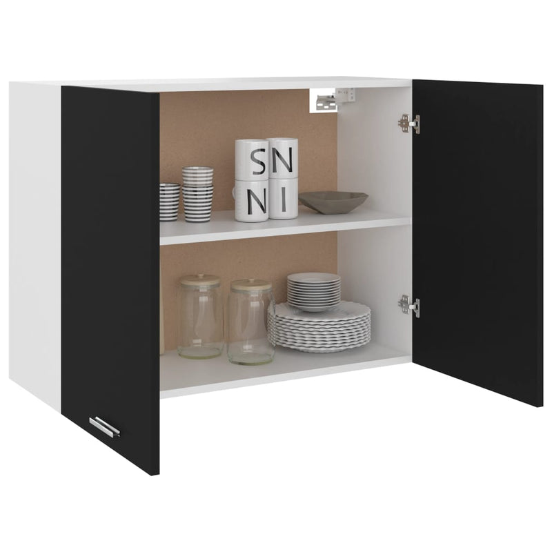 Dulap suspendat “Lyon”, negru, 80 x 31 x 60 cm, lemn prelucrat
