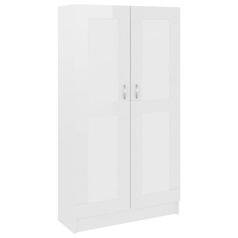 Bibliotecă, alb extralucios, 82,5x30,5x150 cm, lemn prelucrat