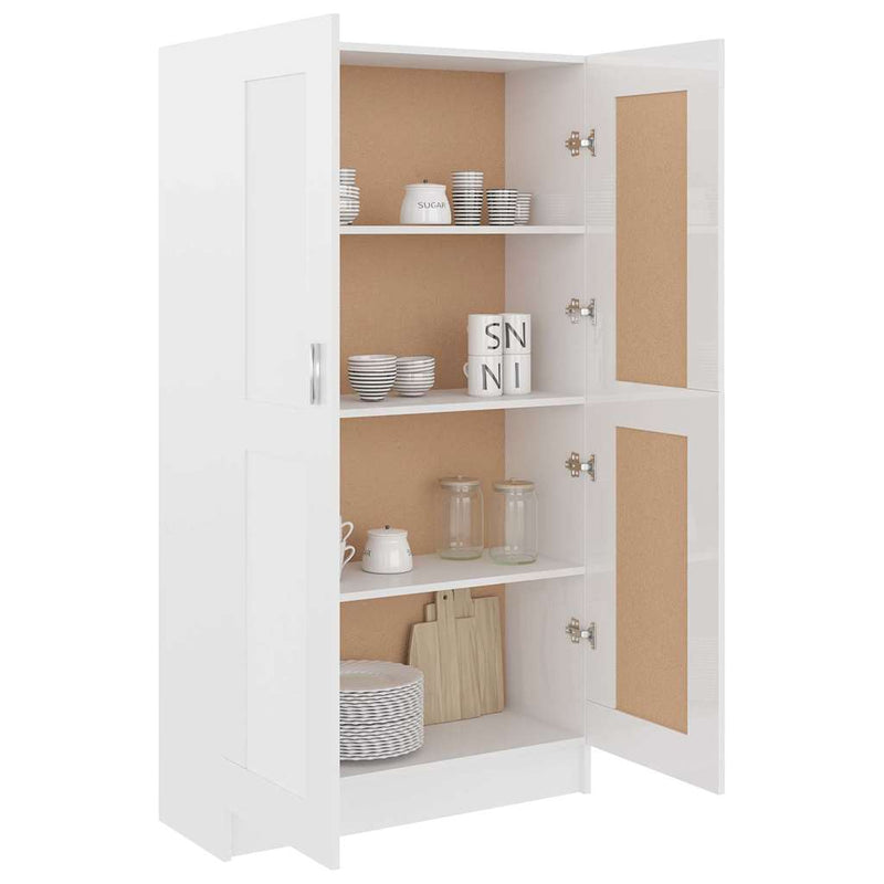 Bibliotecă, alb extralucios, 82,5x30,5x150 cm, lemn prelucrat