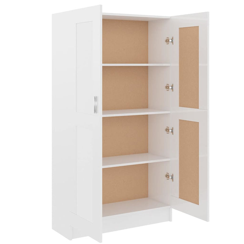 Bibliotecă, alb extralucios, 82,5x30,5x150 cm, lemn prelucrat