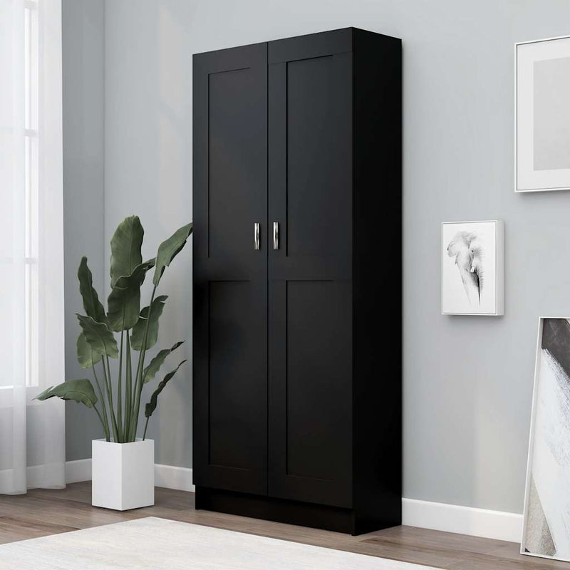Bibliotecă, negru, 82,5x30,5x185,5 cm, lemn prelucrat
