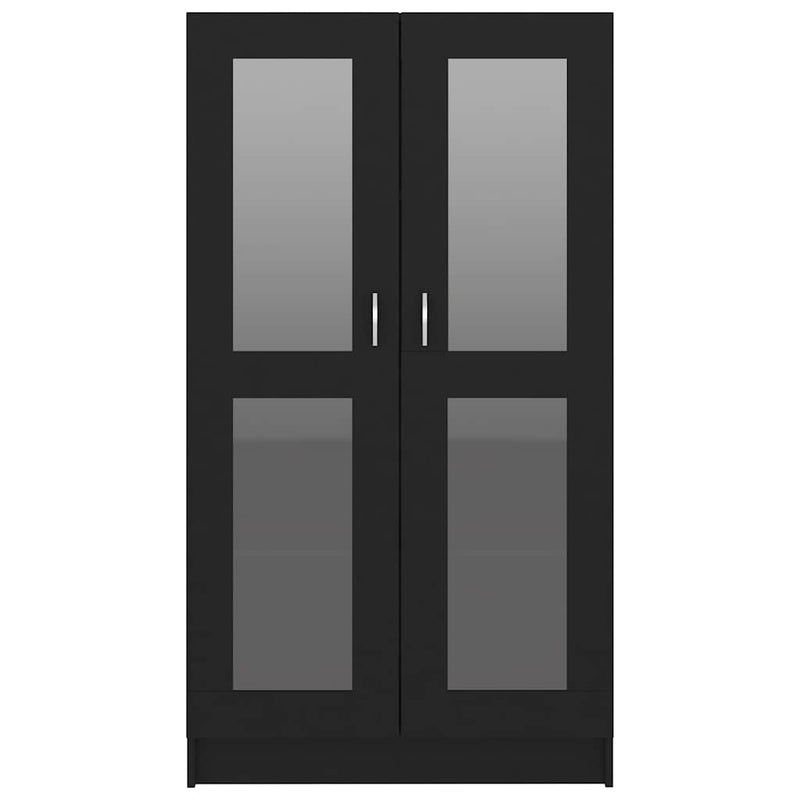 Dulap cu vitrină, negru, 82,5x30,5x150 cm, lemn prelucrat