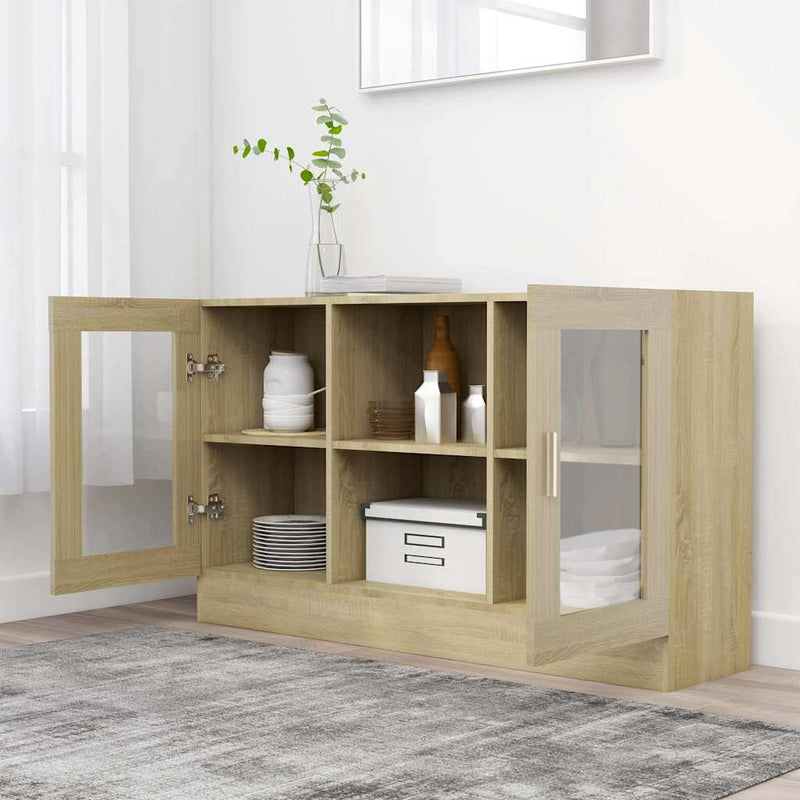 Dulap cu vitrină, stejar sonoma, 120x30,5x70 cm, lemn prelucrat