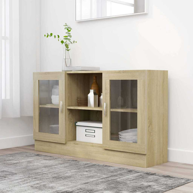 Dulap cu vitrină, stejar sonoma, 120x30,5x70 cm, lemn prelucrat