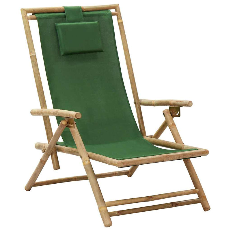 Scaun pliabil verde din bambus și material textil
