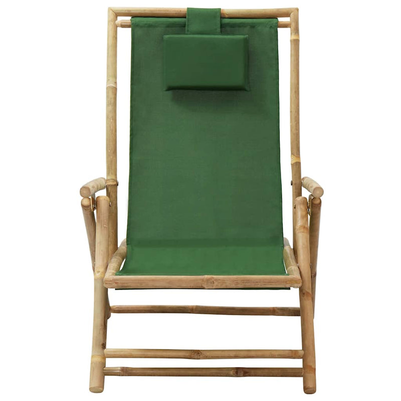 Scaun pliabil verde din bambus și material textil