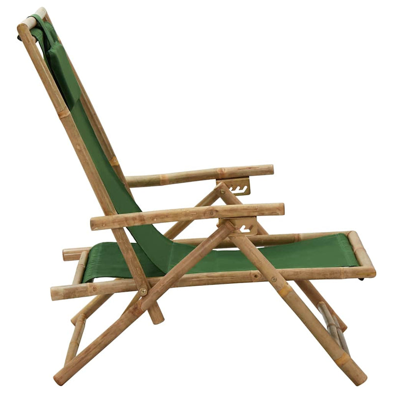 Scaun pliabil verde din bambus și material textil