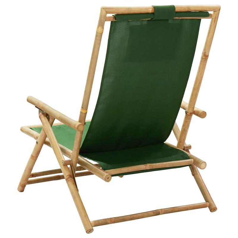Scaun pliabil verde din bambus și material textil