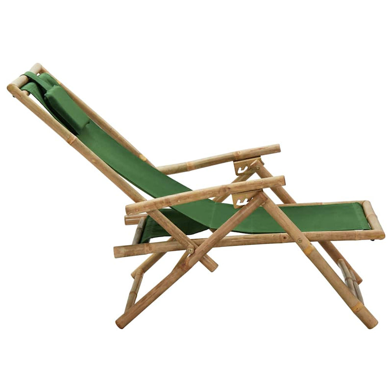 Scaun pliabil verde din bambus și material textil