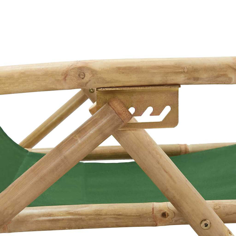Scaun pliabil verde din bambus și material textil
