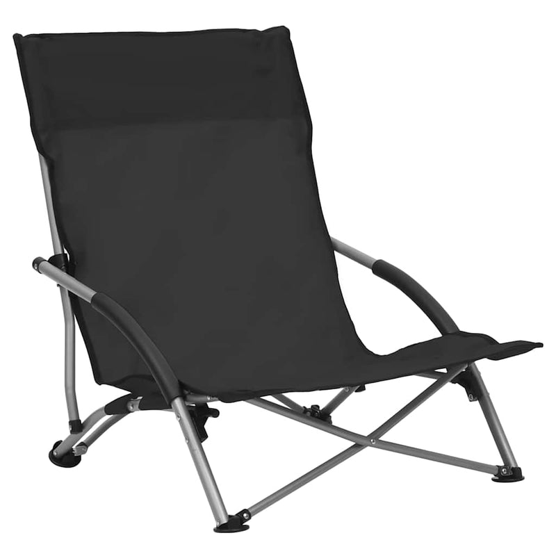Scaune pliante 2 buc. Material textil negru