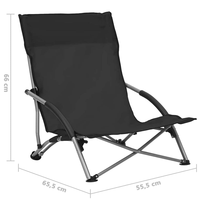 Scaune pliante 2 buc. Material textil negru