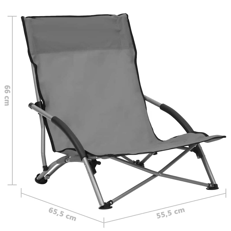 Scaune pliante 2 buc. Material textil gri