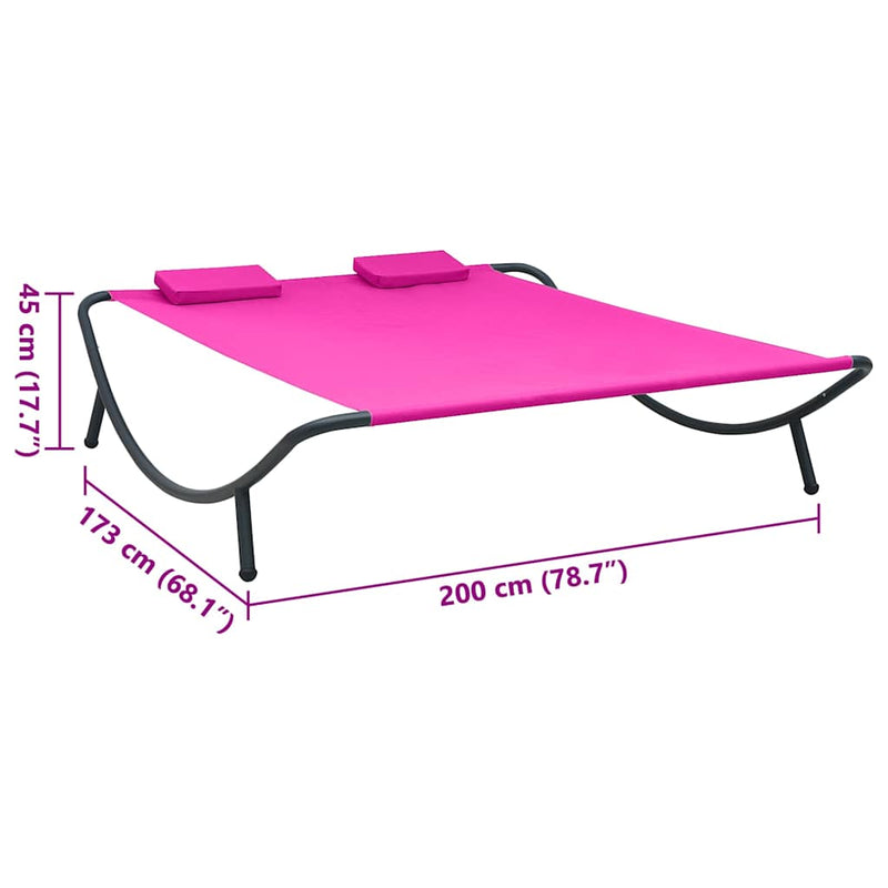 Pat șezlong de exterior, roz, material textil