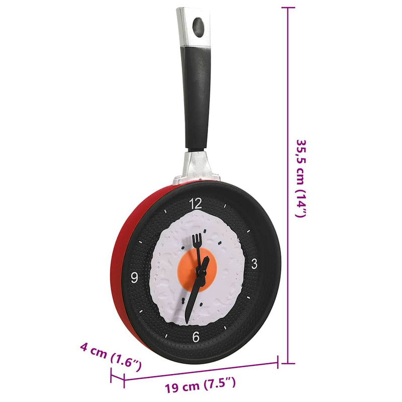 Ceas de perete cu design tigaie cu ou prăjit, 18,8 cm