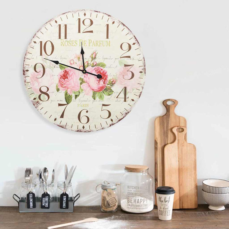Ceas de perete vintage, 60 cm, floare