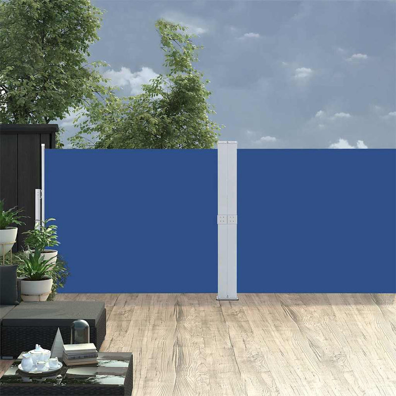 Copertină laterală retractabilă de terasă albastru 140x1200 cm