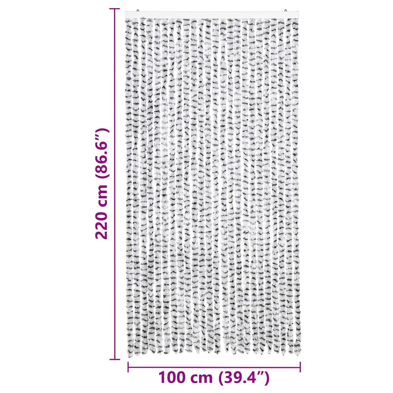 Perdea insecte, gri deschis & gri închis, 100x220 cm, chenille