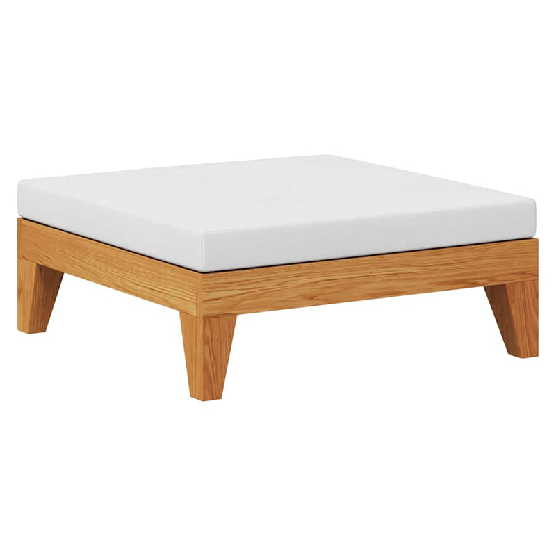 Taburet modular, cu pernă alb crem, lemn masiv de acacia