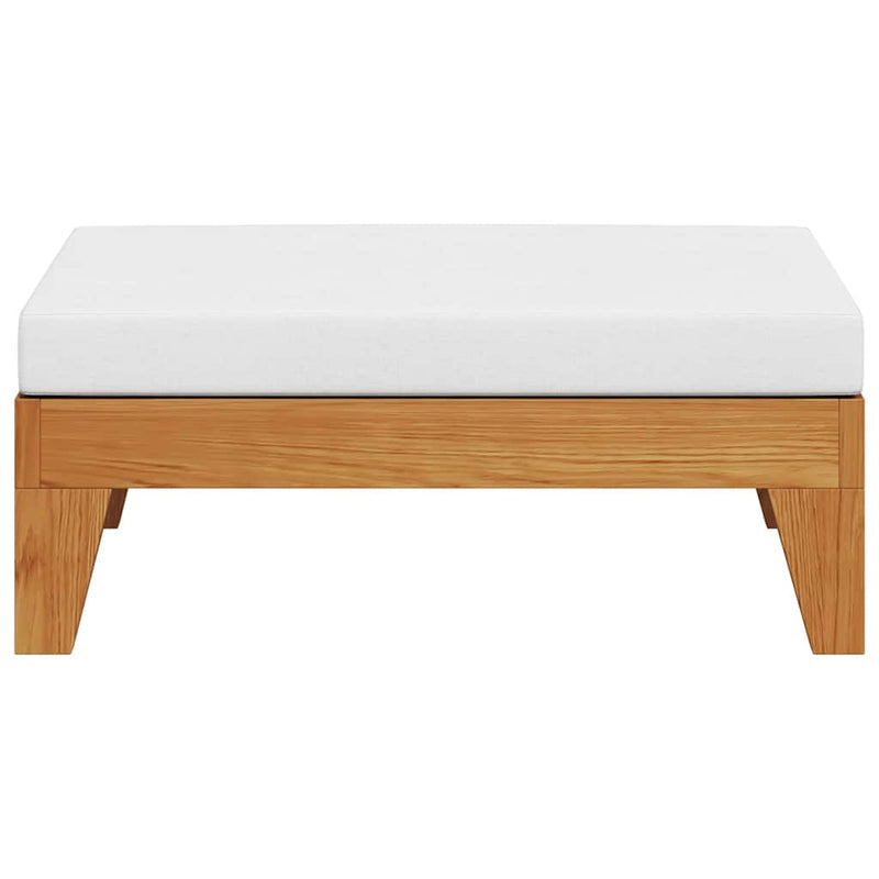 Taburet modular, cu pernă alb crem, lemn masiv de acacia