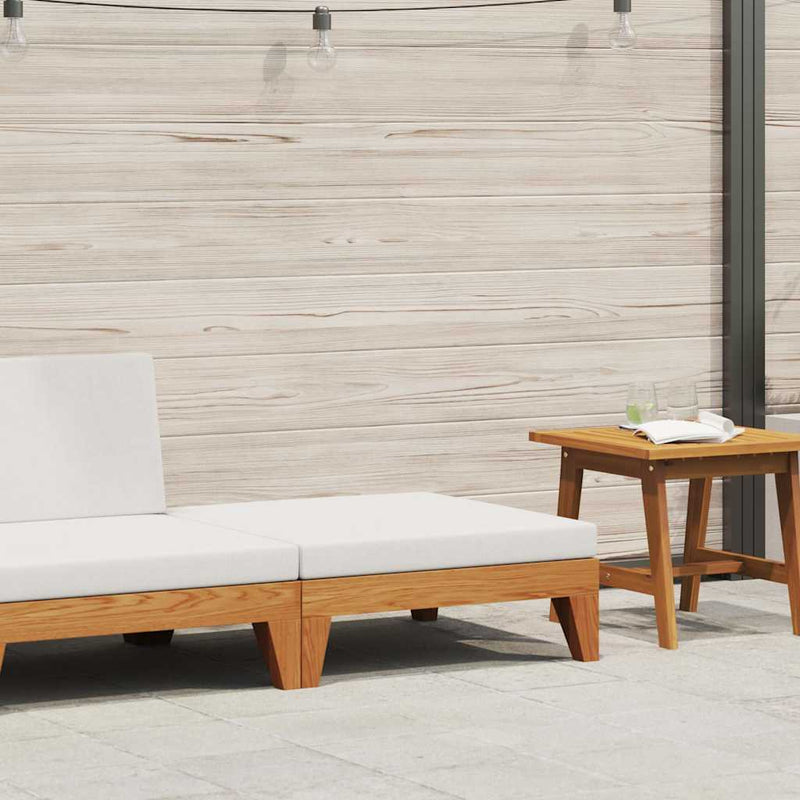 Taburet modular, cu pernă alb crem, lemn masiv de acacia
