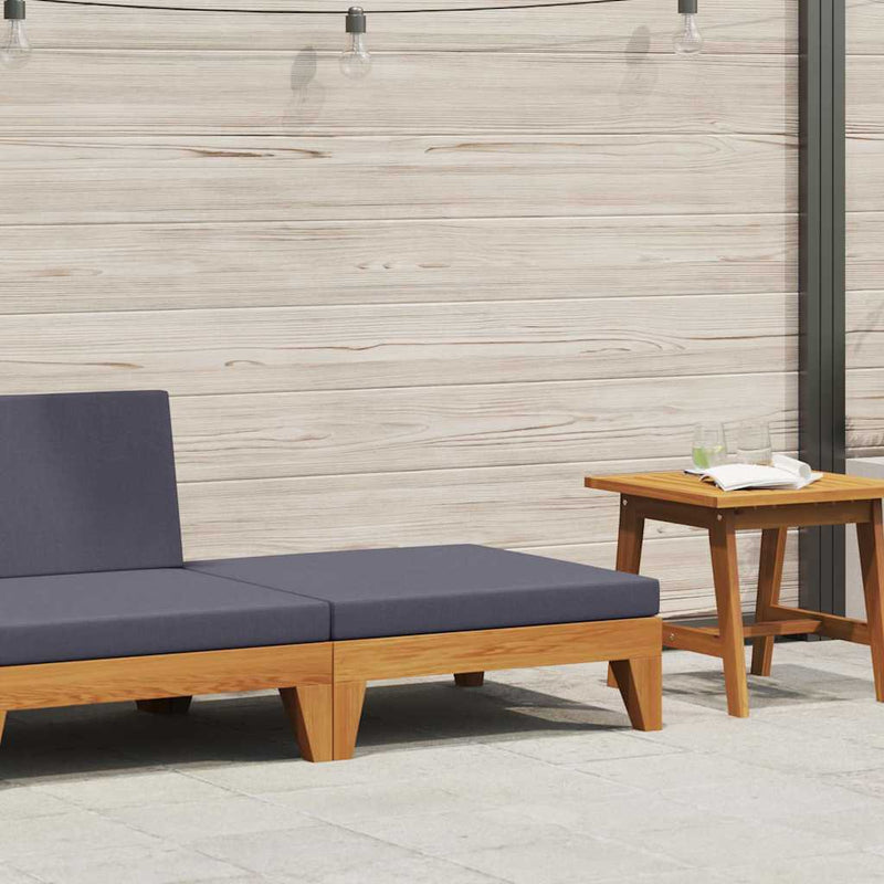 Taburet modular, cu pernă gri închis, lemn masiv de acacia