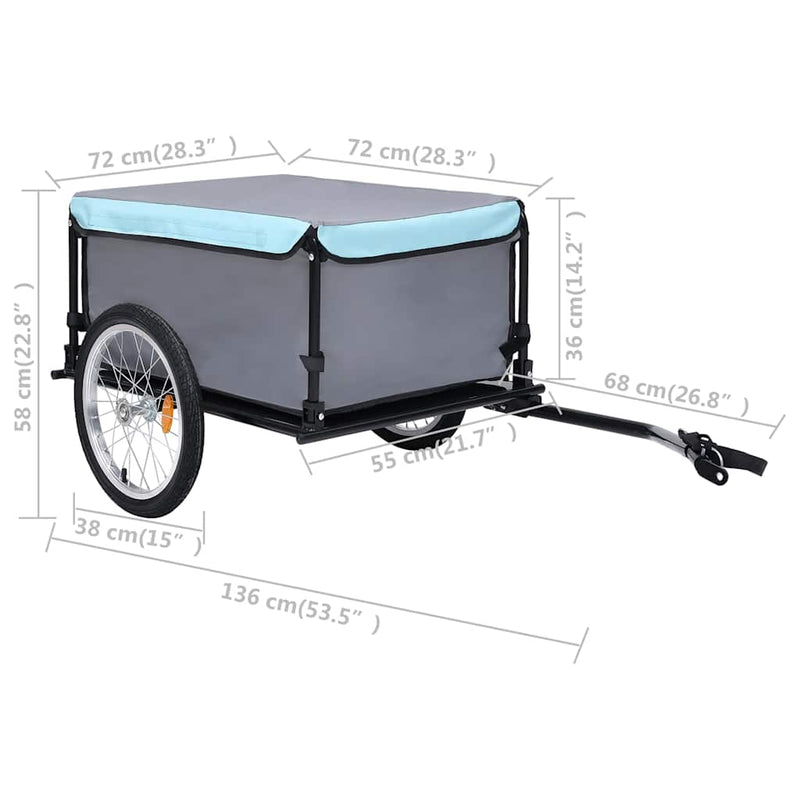 Remorcă pentru bicicletă,gri și albastru, 65 kg