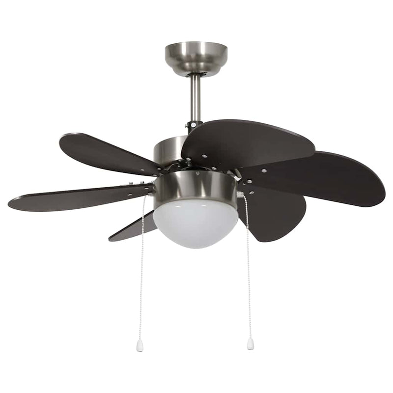 Ventilator de tavan cu iluminare, maro închis, 76 cm