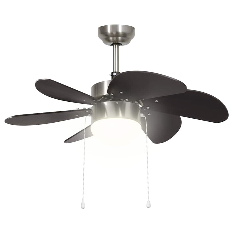 Ventilator de tavan cu iluminare, maro închis, 76 cm
