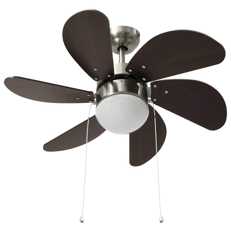 Ventilator de tavan cu iluminare, maro închis, 76 cm