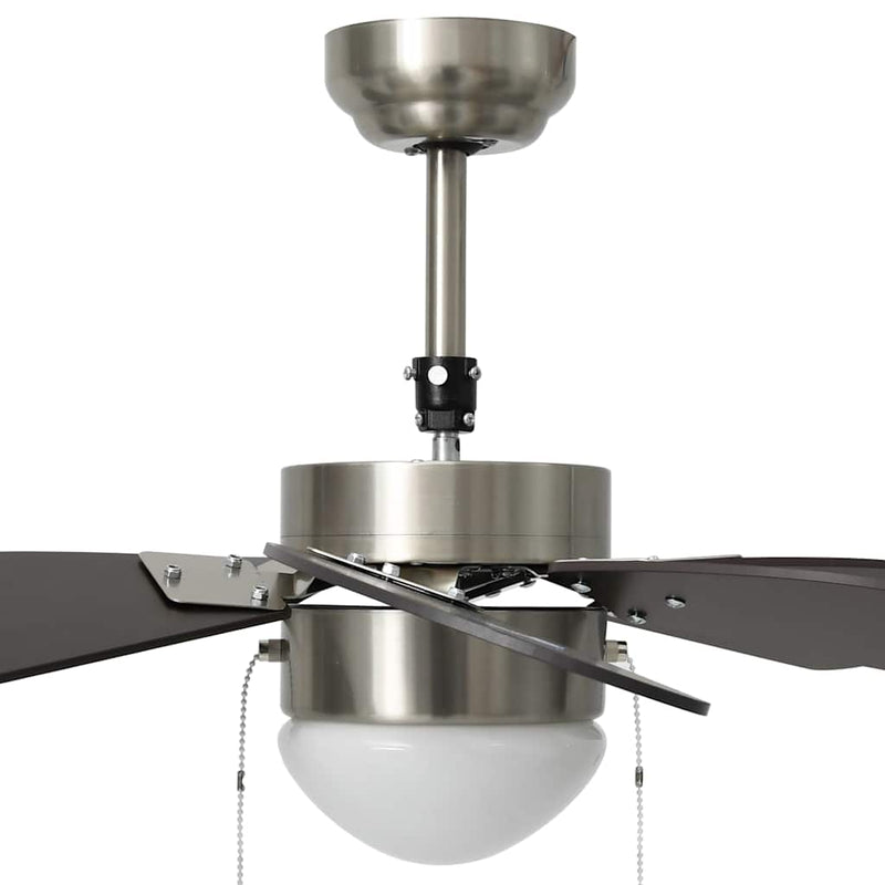 Ventilator de tavan cu iluminare, maro închis, 76 cm